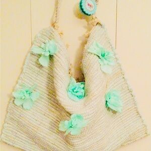 Turquoise and Cream Shabby~Chick Bag.